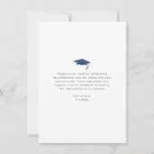Navy blue afstuderen foto vet moderne typografie bedankkaart (Achterkant)