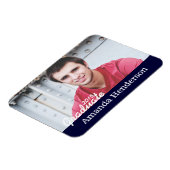 Navy Blue Afstuderen Fotoaankondiging Magnet Magneet (Linkerzijde)