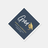 Navy Blue Afstuderen Goud Pet Afstuderen Servet (Hoek)