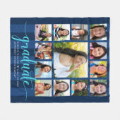 Navy Blue Afstuderen K-12 Photo Collage Script Fleece Deken (Voorkant (Horizontaal))