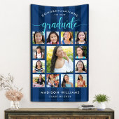 Navy Blue Afstuderen K-12 Photo Collage Script Spandoek