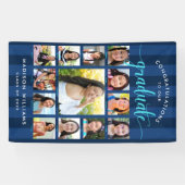 Navy Blue Afstuderen K-12 Photo Collage Script Spandoek (Horizontaal)