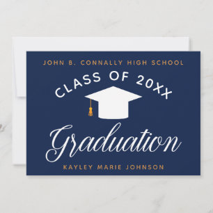 Navy Blue Afstuderen Modern Class of 2023 Afstuder Aankondiging