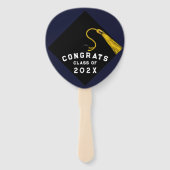 Navy Blue Afstuderen Novelty Handwaaier (Achterkant)