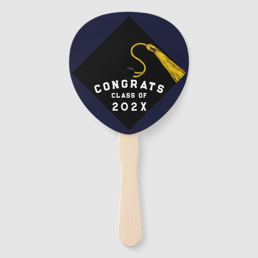 Navy Blue Afstuderen Novelty Handwaaier (Achterkant)