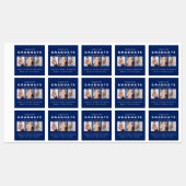 Navy Blue Afstuderen Photo Collage Custom Labels (Vel)