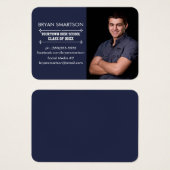 Navy Blue Afstuderen Photo Profile Card Visitekaartje (Voorkant /achterkant)