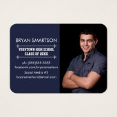 Navy Blue Afstuderen Photo Profile Card Visitekaartje (Voorkant)