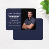 Navy Blue Afstuderen Photo Profile Card Visitekaartje (Bureau)