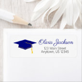 Navy Blue Afstuderen Return-adres Etiket (Insitu)