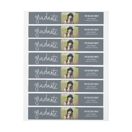 Navy Blue Afstuderen Typografie Foto (Vel)