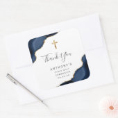 Navy Blue Agaat Eerste Heilige Communie Dank u Vierkante Sticker (Envelop)