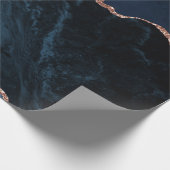 Navy Blue Agaat Faux Roos Gouden Glitter Cadeaupapier (Hoek)