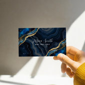 Navy Blue Agaat Gouden Glitter Visitekaartje