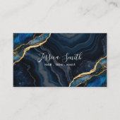 Navy Blue Agaat Gouden Glitter Visitekaartje (Voorkant)