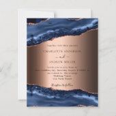 Navy Blue Agaat roos avond bruiloft uitnodiging (Voorkant)