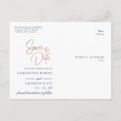 Navy Blue Agaat Roos Gold Wedding Save the Date Aankondigingskaart (Achterkant)