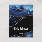 Navy Blue Agaat Sieraden Oorbellen Ketting Display Visitekaartje (Achterkant)