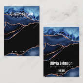 Navy Blue Agaat Sieraden Oorbellen Ketting Display Visitekaartje (Voorkant / Achterkant)