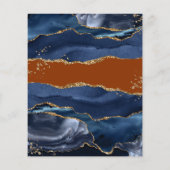 Navy Blue Agate Burnt Oranje Save the Date (Achterkant)