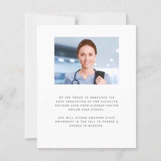 Navy Blue Agate Foto 2025 Afstuderen Aankondiging (Achterkant)