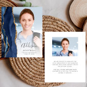 Navy Blue Agate Foto 2025 Afstuderen Aankondiging