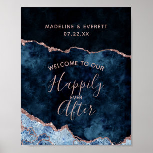 Navy Blue Agate, gelukkig na welkomstteken Poster