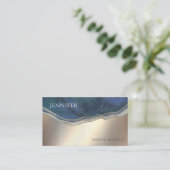 Navy blue agate geode chic Gold metallic Visitekaartje (Staand voorkant)