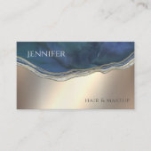 Navy blue agate geode chic Gold metallic Visitekaartje (Voorkant)