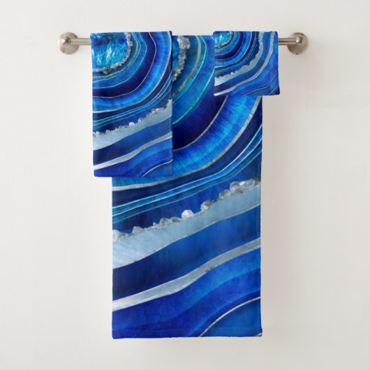 Navy Blue Agate Geode Digital art Bad Handdoek (Insitu)