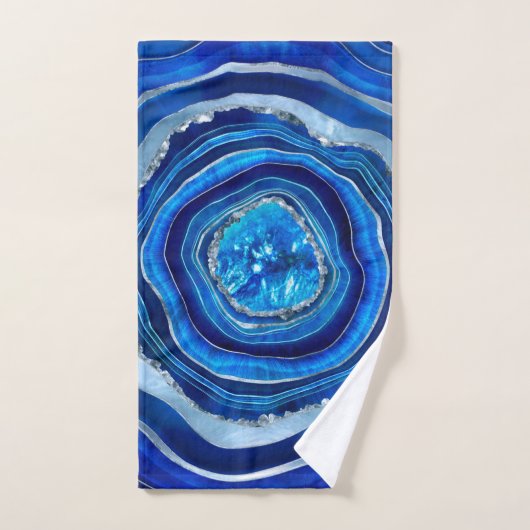 Navy Blue Agate Geode Digital art Bad Handdoek (Handdoek)