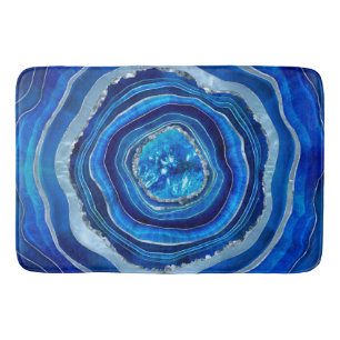 Navy Blue Agate Geode Digital art Badmat