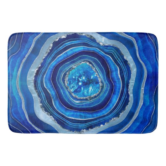 Navy Blue Agate Geode Digital art Badmat (Voorkant)