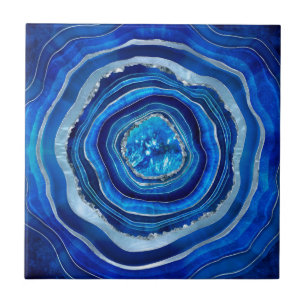 Navy Blue Agate Geode Digital art Tegeltje
