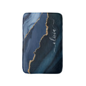 Navy Blue Agate Geode Gold Monogram Badmat (Voorkant Verticaal)