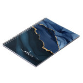 Navy Blue Agate Geode Gold Monogram Notitieboek (Linkerzijde)
