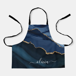 Navy Blue Agate Geode Gold Monogram Schort