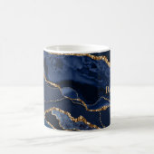 Navy Blue Agate Geode Monogram Modern Koffiemok (Center)