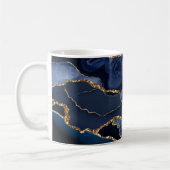 Navy Blue Agate Geode Monogram Modern Koffiemok (Links)