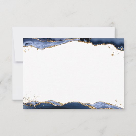 Navy Blue Agate Geode Script Monogram Gold Glitter Notitiekaartje (Achterkant)