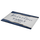 Navy Blue Agate Glitter Gold White Familienaam Cut Snijplank (Hoek)