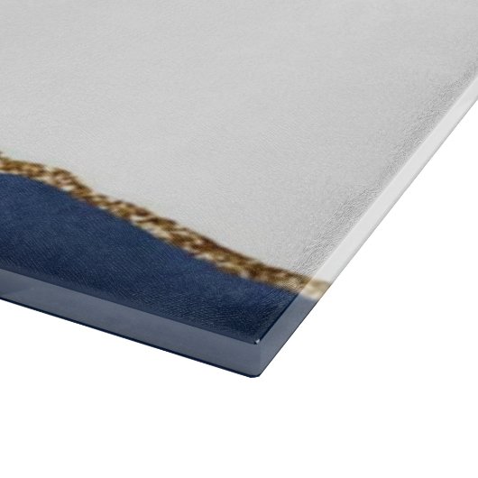 Navy Blue Agate Glitter Gold White Familienaam Cut Snijplank (Hoek)