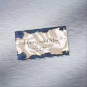 Navy Blue Agate Gold Glitter Ivory Luxury Magnetisch Visitekaartje (Voorbeeld)