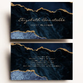 Navy Blue Agate Gold Glitter Luxury Visitekaartje