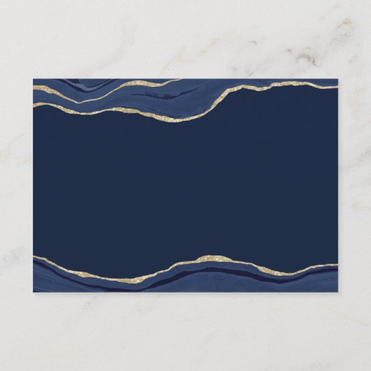 Navy Blue Agate Gold Glitter Wedding Reception Informatiekaartje (Achterkant)