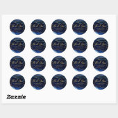 Navy Blue Agate Goud Glitter Klein Zakelijk Ronde Sticker (Vel)