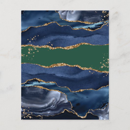 Navy Blue Agate Green Wedding Flyer (Achterkant)