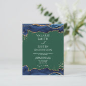 Navy Blue Agate Green Wedding Invitation (Staand voorkant)