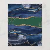 Navy Blue Agate Green Wedding Invitation (Achterkant)
