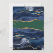 Navy Blue Agate Green Wedding Invitation Kaart (Achterkant)